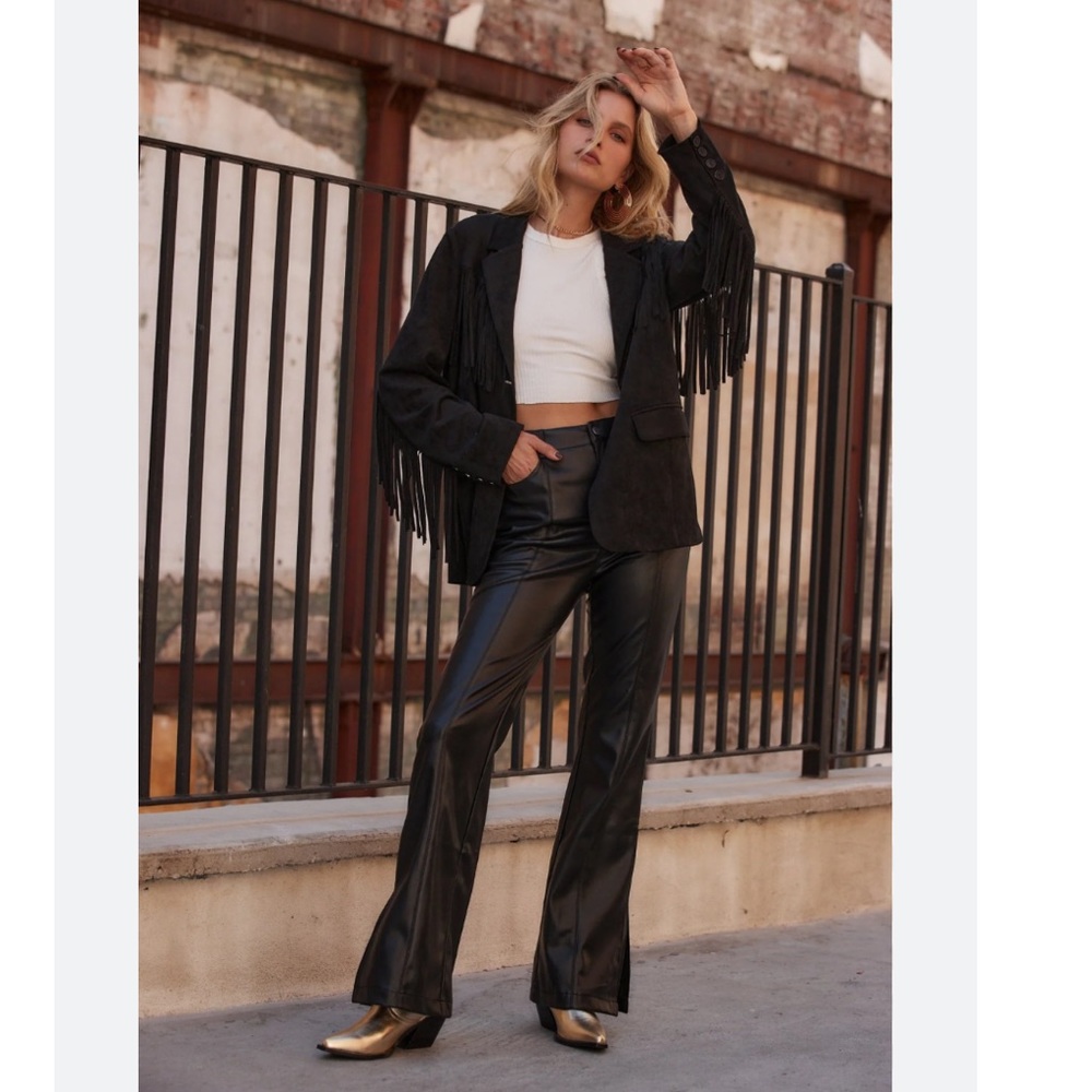 Zara FLARED LEATHER PANTS LIMITED EDITION